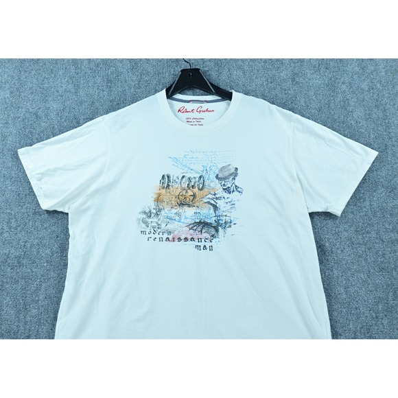 Robert Graham T-Shirt Men's 2XL White Graphic Print Cotton Short Sleeve - Picture 2 of 7